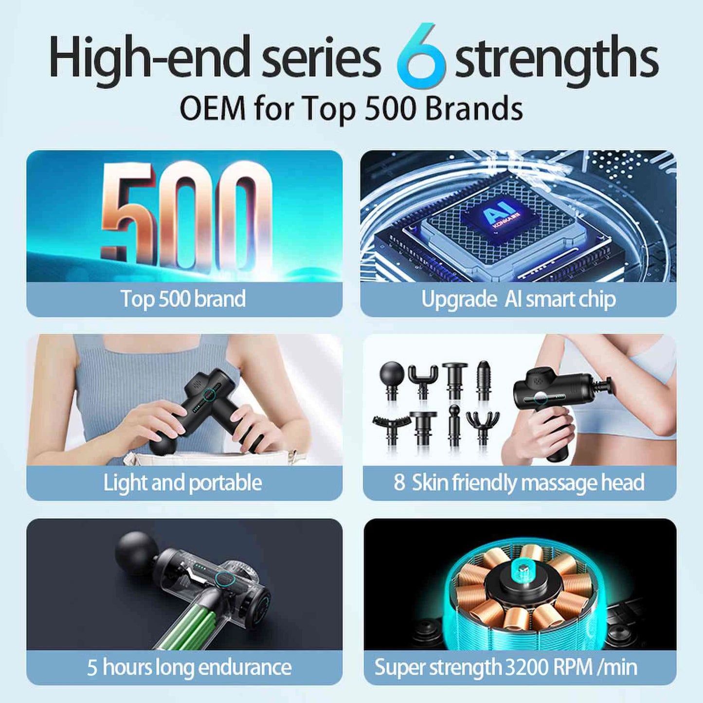 Massage Gun for Deep Tissue – Rechargeable Handheld Percussion Massager with Brushless Motor for Muscle Pain Relief, Sports Recovery & Physical Therapy