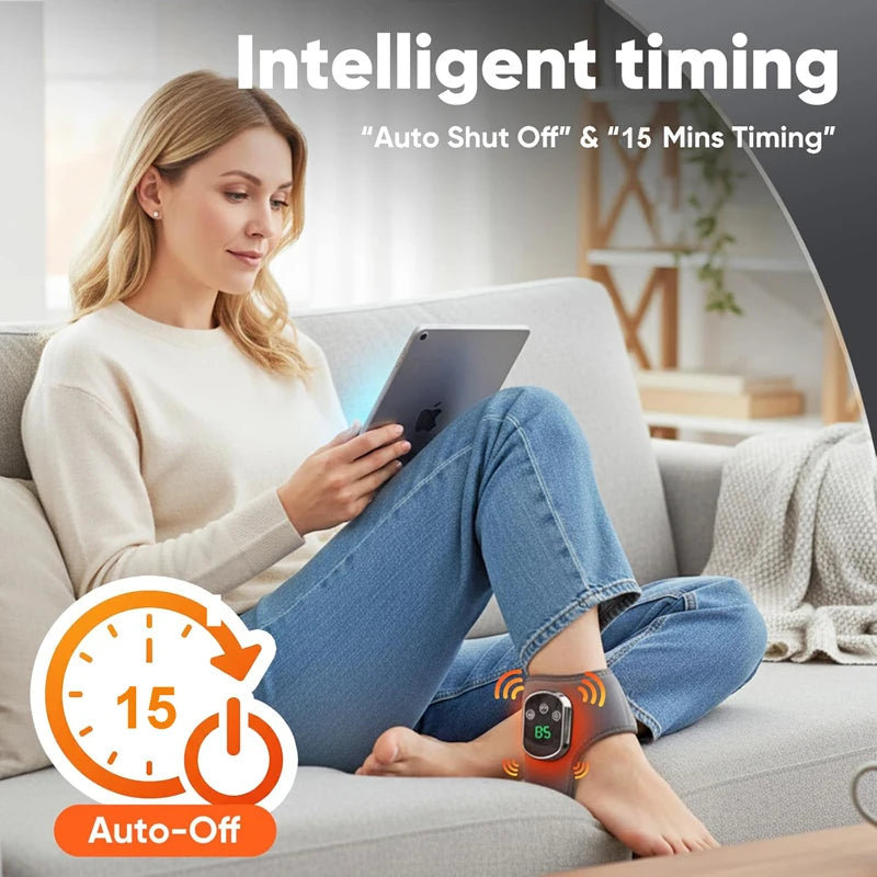 Electric Heated Ankle Massager with Vibration – Heat Therapy Wrap for Ankle & Wrist Pain Relief, Swelling, Arthritis & Sports Recovery