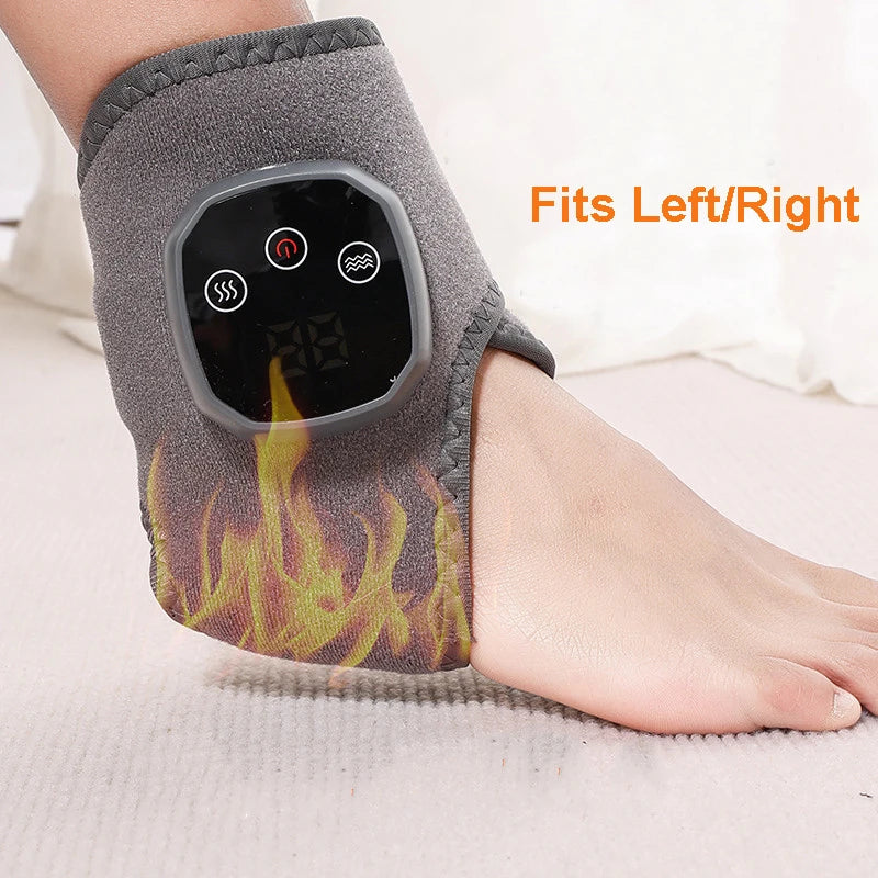 Electric Heated Ankle Massager with Vibration – Heat Therapy Wrap for Ankle & Wrist Pain Relief, Swelling, Arthritis & Sports Recovery